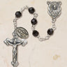 Sterling silver Catholic rosary with 6mm jet black Austrian crystal beads and crucifix from Creed Vienna Collection