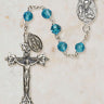 Sterling Silver Aqua Austrian Crystal Catholic Rosary with 6mm Beads - Vienna Collection by Creed