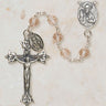 Sterling silver rosary with 6mm rose Austrian crystal beads and 1.75 inch crucifix in gift box