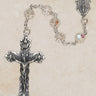 Sterling silver Aurora Borealis rosary with 6mm iridescent Austrian crystal beads and 1.75 inch crucifix by Creed Vienna Collection