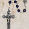 Sterling Silver Sapphire Crystal Catholic Rosary with 6mm Austrian Crystal Beads and 1.75 inch Crucifix by Creed