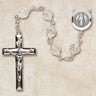 Sterling Silver Clear Crystal Catholic Rosary with 6mm Austrian crystal beads and 1.75 inch crucifix by Creed