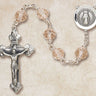 Sterling silver Rose Catholic rosary with 6mm pink Austrian crystal beads and Italian crucifix by Creed