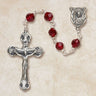Sterling silver Ruby Catholic rosary with 6mm red Austrian crystal beads and Italian crucifix by Creed