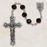 Sterling Silver Vienna Collection Catholic Rosary with 6mm Black Crystal Beads and 1.75 inch Crucifix by Creed