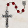 Ruby red Austrian crystal rosary with sterling silver links and 1.75 inch crucifix, Vienna Collection by Creed