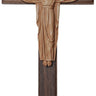 Walnut wood wall crucifix 20 inches with detailed resin Risen Christ corpus by RosaryCard