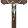 14 inch walnut wood wall crucifix with resin corpus and budded cross design for Catholic home decor