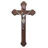 10 inch walnut wood wall crucifix with budded design and detailed resin corpus by RosaryCard