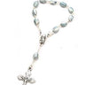 Faux bone one decade pocket rosary white blue beads Madonna Child centerpiece 5 inch Catholic