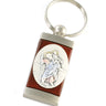Silver tone St Christopher keychain with Child Jesus medal, 3.25 inches, made in Italy by RosaryCard