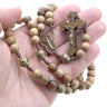 Brown Brazilian Walnut Wood Catholic Rosary with 10mm Beads and Antique Gold Miraculous Medal Center Handcrafted in Brazil