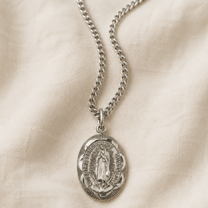 Sterling Silver Medium Our Lady of Guadalupe Medal Necklace | 1