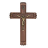13 inch solid walnut Catholic sick call set with crucifix, dual candle holders, and holy water bottle - handcrafted in USA