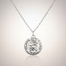 Sterling silver St. Michael the Archangel medal necklace with 18" chain. Features detailed relief of St. Michael protecting.