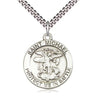Rosarycard Sterling Silver St. Michael Archangel medal necklace, 1" x 7/8", with 24" chain. Depicts St. Michael defeating Satan.