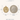 14kt solid gold Saint Dymphna medal with a quarter dollar coin, showing dimensions.