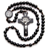 St. Benedict Rosary with 10mm black wood beads for men, medallion center, crucifix on cord