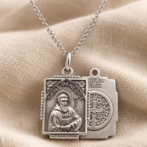 Sterling Silver St. Benedict Medal Necklace, 3/4