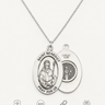 Saint Benedict sterling silver necklace on a white background