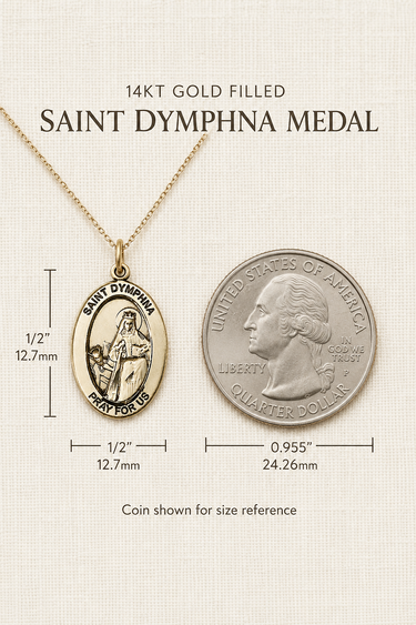 Saint Dymphna Medal Gold Filled on 18" chain