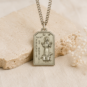 14kt Gold Filled Medium St. Francis Patron Saint Medal Necklace | 1 1/8