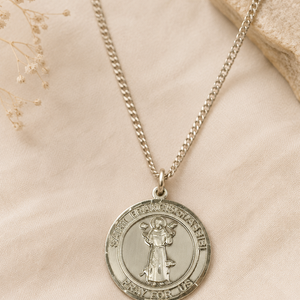 14kt Gold Filled Medium St. Francis of Assisi Patron Saint Medal Necklace | 1