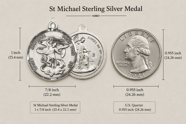 Sterling Silver Medium St. Michael the Archangel Patron Saint Medal Necklace | 1 x 7/8 | 24" Chain | USA Made by Bliss