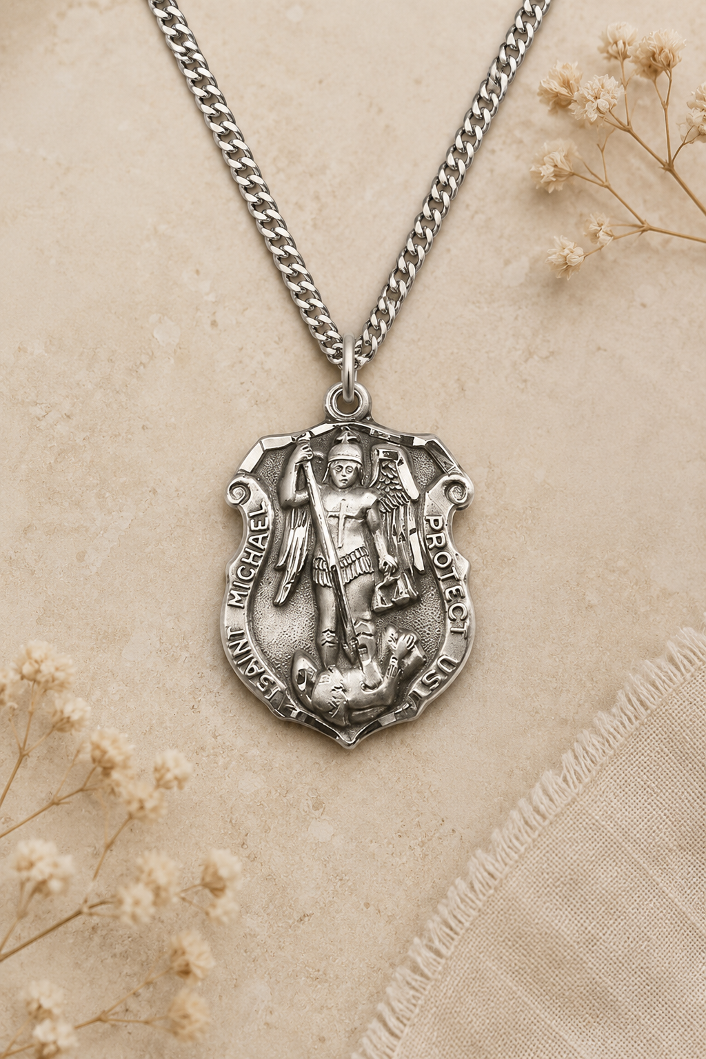 St. Michael medal in sterling silver