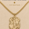 St Michael 14 KT gold filled medal necklace with National Guard emblem on the back
