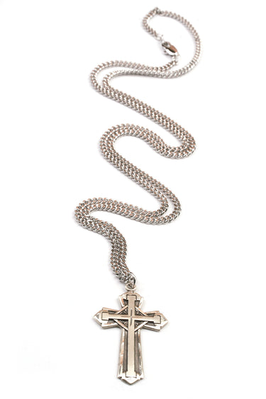 Sterling Silver Large Cross Necklace | 1-5/8 x 7/8 | 24" Chain | USA Made by Bliss