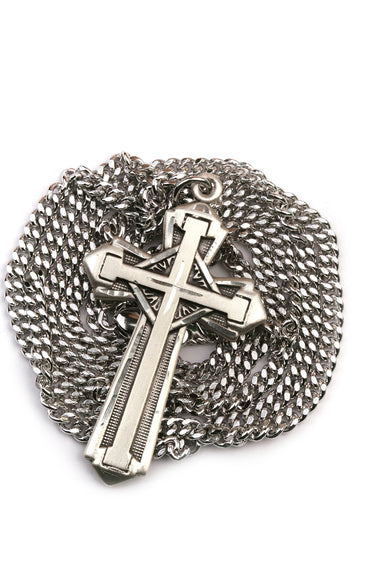 Sterling Silver Large Cross Necklace | 1-5/8 x 7/8 | 24" Chain | USA Made by Bliss