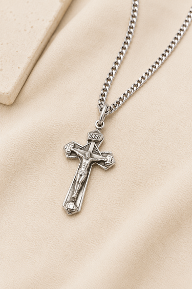 Sterling Silver Large Celtic Crucifix Necklace | 1.5x0.875 Pendant | 24" Chain | USA Made by Bliss