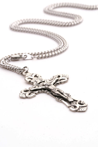 Sterling Silver Extra Large Catholic Crucifix Necklace | 1 7/8 x 1 1/8 | 24" Chain | USA Made by Bliss