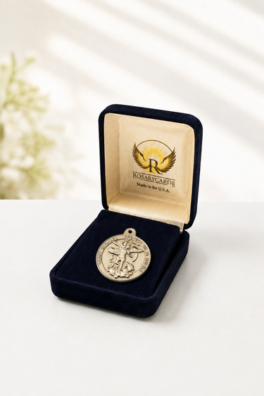 14kt Solid Gold Medium St. Michael Archangel Medal Pendant | 7/8" x 1-3/8" | Coast Guard | USA Made by Bliss