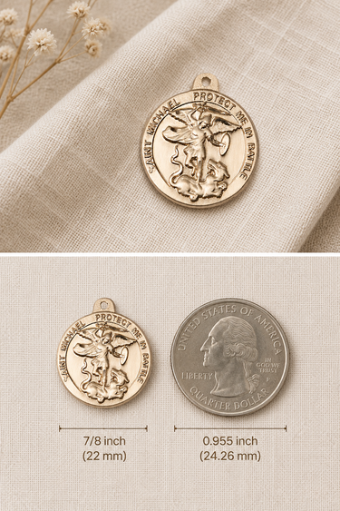 14kt Solid Gold Medium St. Michael Archangel Medal Pendant | 7/8" x 1-3/8" | Coast Guard | USA Made by Bliss