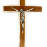 16.5 inch large standing Catholic crucifix with detailed corpus and stable base for tabletop display on home altars, mantels, or bookshelves