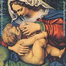 Mary Nursing Jesus Catholic Rosary Card with credit card size tactile prayer beads by RosaryCard