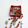 Brown wooden Catholic rosary with 7mm beads, 20 inch traditional design, gift boxed