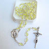 Yellow thread glass bead Catholic rosary with 5mm beads, oxidized crucifix and center medal, 18 inches