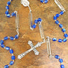 Blue Glass Catholic Rosary with 5mm beads and Mysteries medal Our Father bars 22 inches by RosaryCard