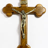 12 inch handcrafted wood wall crucifix with gold tone corpus, 11.5 by 7.5 inches traditional Catholic design
