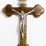 5 inch small wooden wall crucifix with silver tone corpus for Catholic home and prayer space