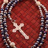 Cobalt blue faceted crystal Catholic rosary with silver crucifix, 19 inch traditional length, 5mm x 8mm crystal beads by RosaryCard