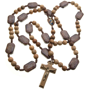 Large Catholic wooden rosary featuring all 15 Stations of the Cross