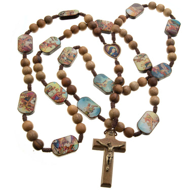 33 inch Stations of the Cross devotional rosary with wooden crucifix