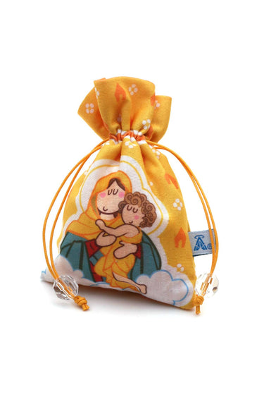 Yellow Child Catholic Rosary with 7mm beads on durable nylon cord, 15 inch length with acrylic crucifix and center medal